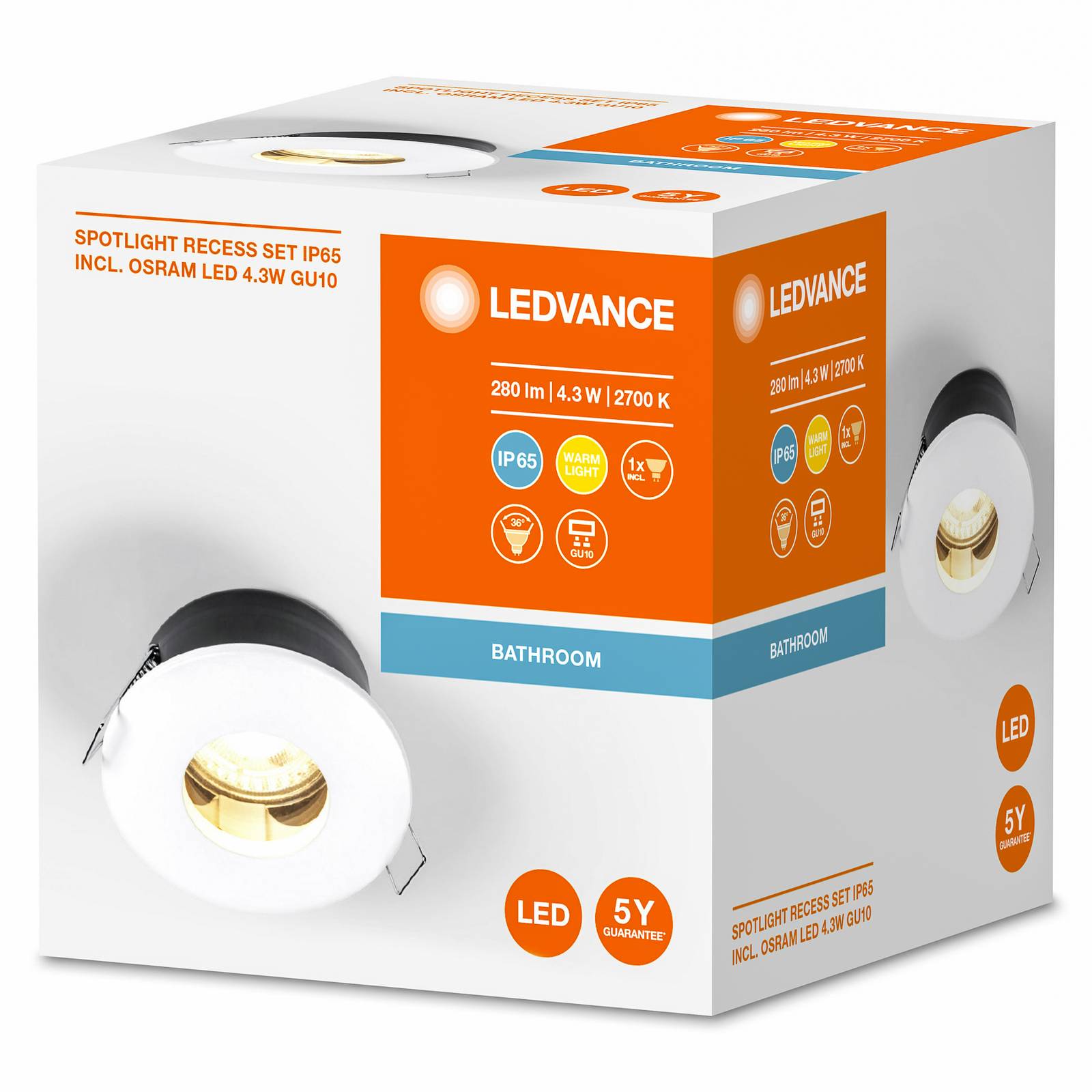 Ledvance Recess Twistlock wpuszczana IP65, biała