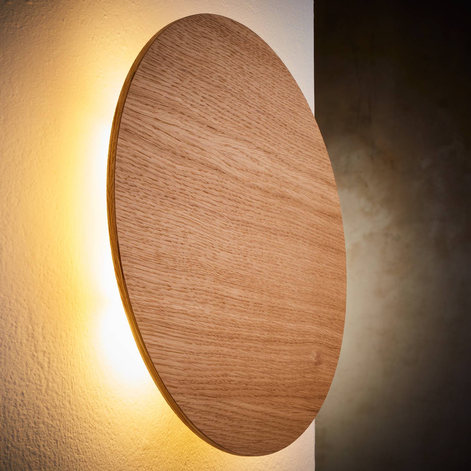 Envolight Luna Wood kinkiet, drewno dębowe, Ø30cm