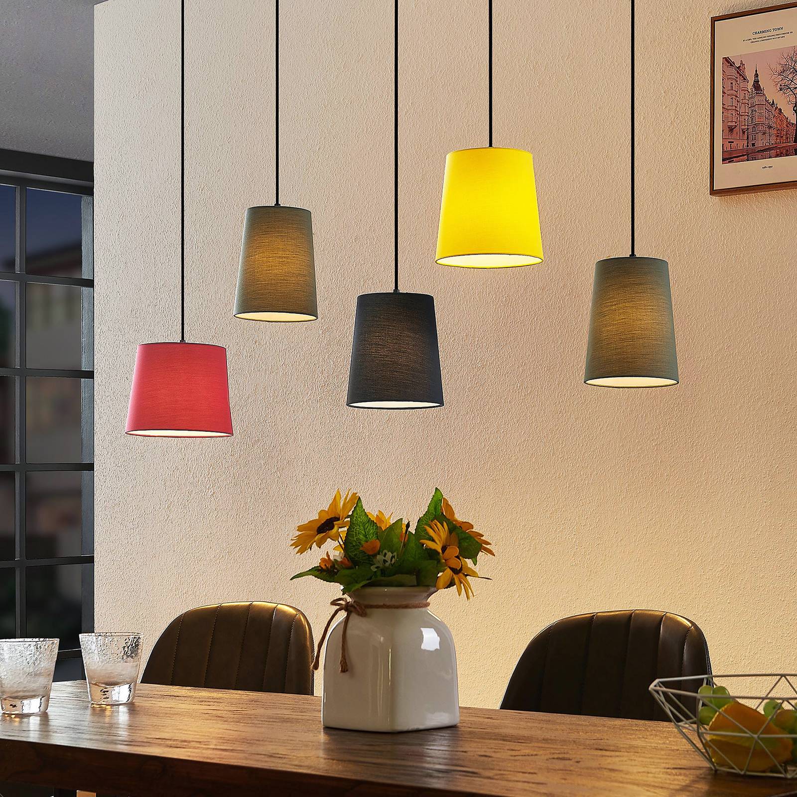 Lindby Amilia lampa wisząca klosze kolorowe 5-pkt.
