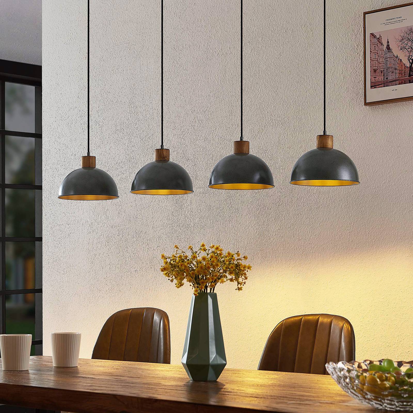 Lindby Durbis lampa wisząca ręcznie barwiona 4-pkt