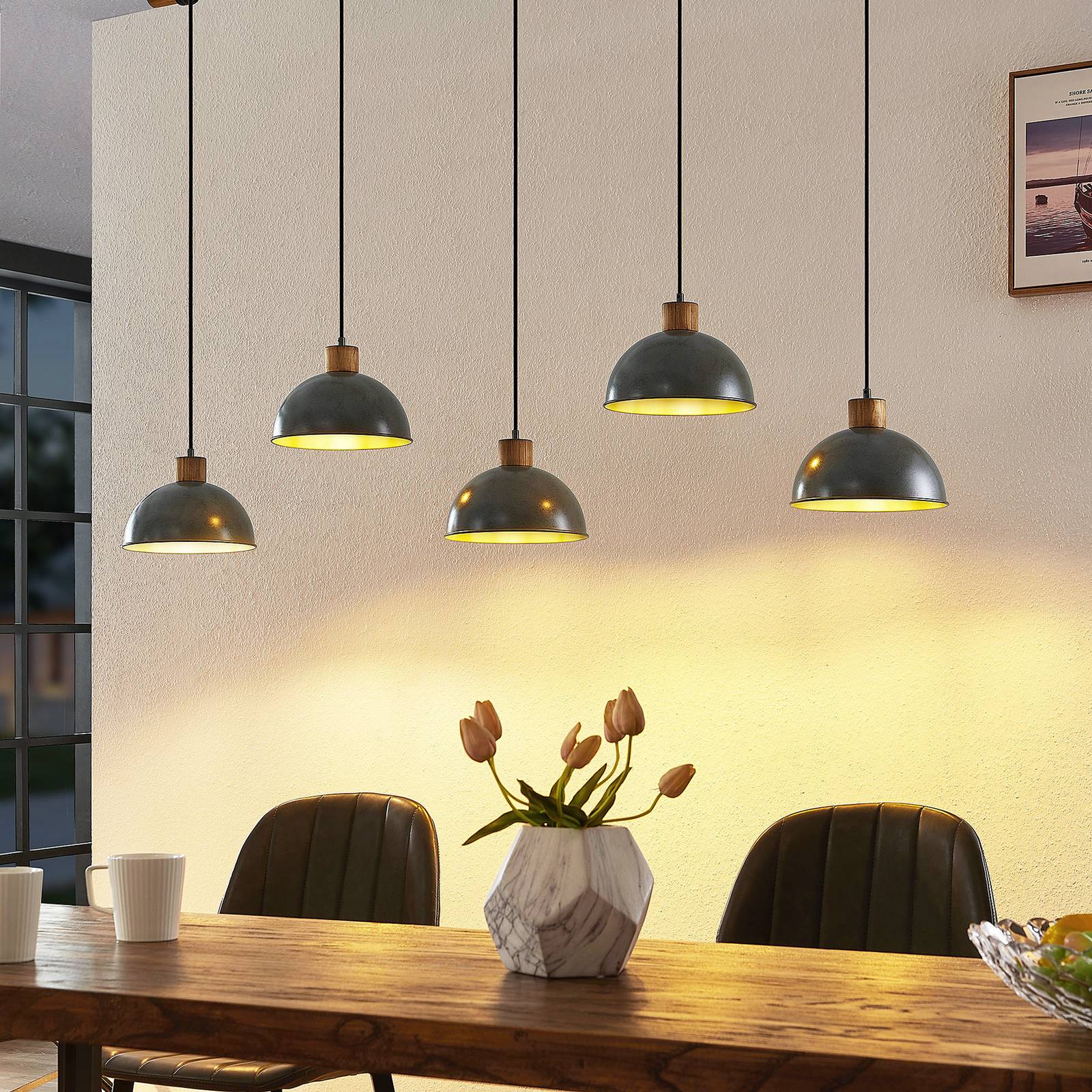 Lindby Durbis lampa wisząca ręcznie barwiona 5-pkt