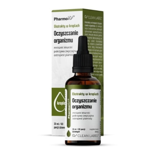 EKSTRAKTY W KROPLACH NA OCZYSZCZANIE ORGANIZMU BEZGLUTENOWE 30 ml - PHARMOVIT (CLEAN LABEL) 5902811239387
