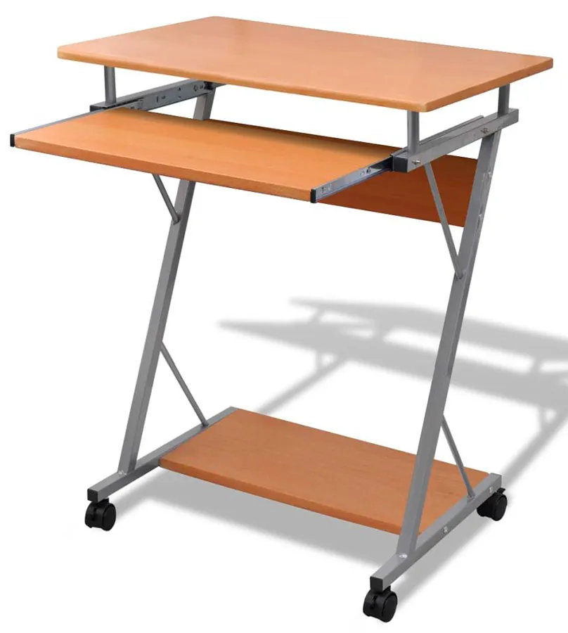 Elior Brązowe mobilne biurko z wysuwaną półką M9-R63