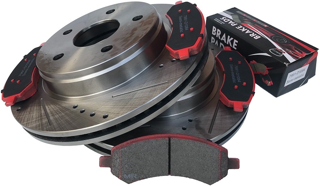 Przednie klocki oraz NACINANAE WIERCONE tarcze hamulcowe 336mm / 5 szpilek Dodge RAM 1500 2006-