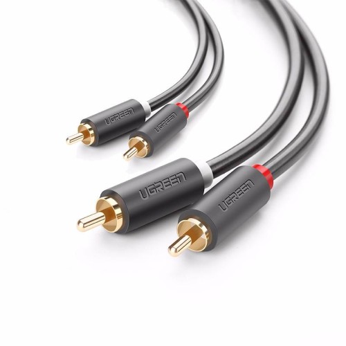 UGREEN 2RCA Male na 2RCA 6.6stóp Kabel Stereo Audio Video/pozłacane styki/obsługuje do kina domowego, HDTV, konsoli do gier, HiFi systemów, czarny, 2 m