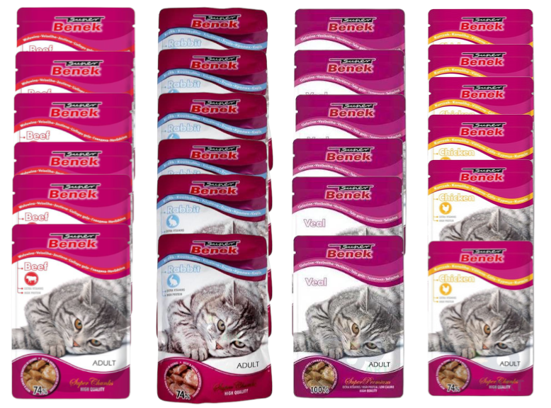 Certech Super Benek SUPER BENEK Adult Saszetka dla kota MIX SMAKÓW 24x100g 54527-uniw