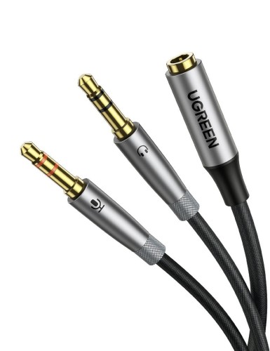 UGREEN Kabel AV192 Rozdzielacz audio AUX słuchawki + mikrofon do kabel mini jack 3.5mm szary 50255