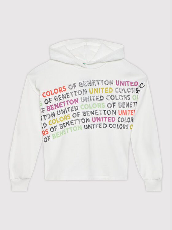 Benetton United Colors Of Bluza 3J68C200C Biały Boxy Fit