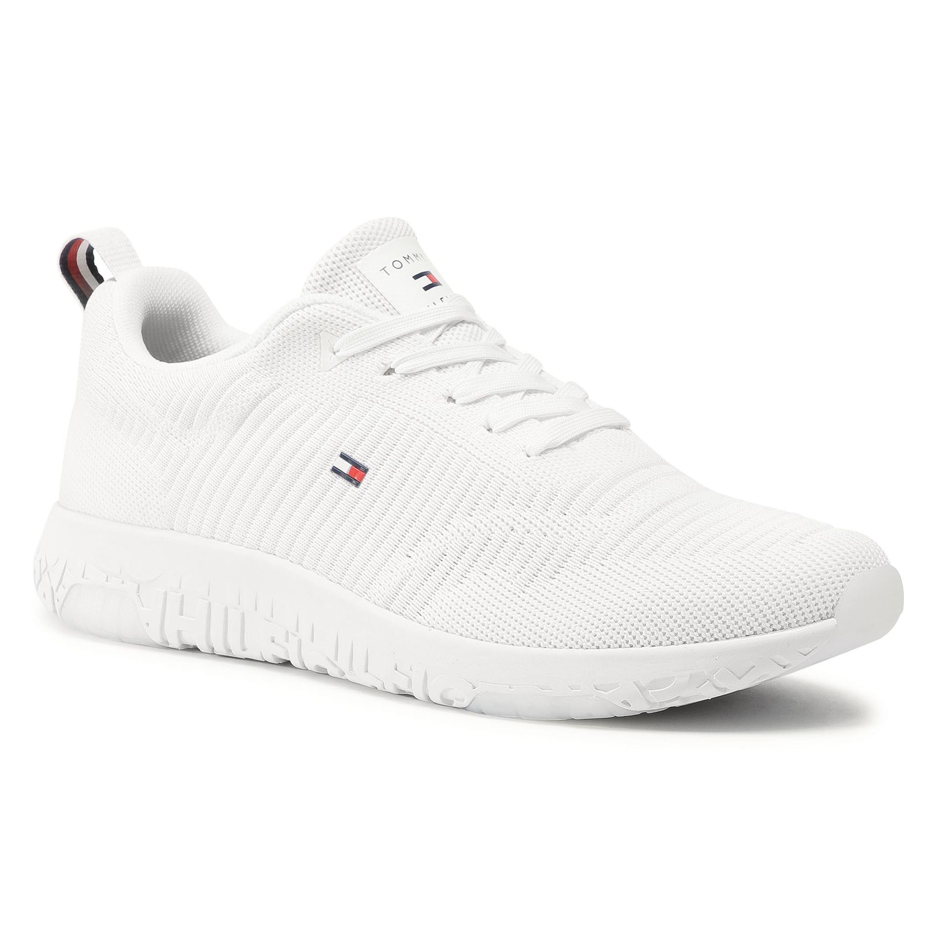 Sneakersy TOMMY HILFIGER - Corporate Knit Rib Runner FM0FM02838 White YBR