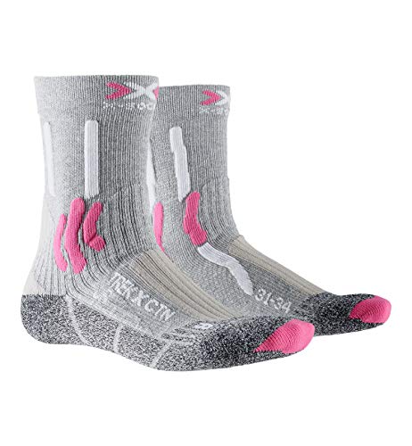 X-Socks dziecięce Trek X Cotton Junior skarpety trekkingowe, skarpety trekkingowe, skarpety do wędrówek, jasnoszary melanż/Raspberry, 35/38
