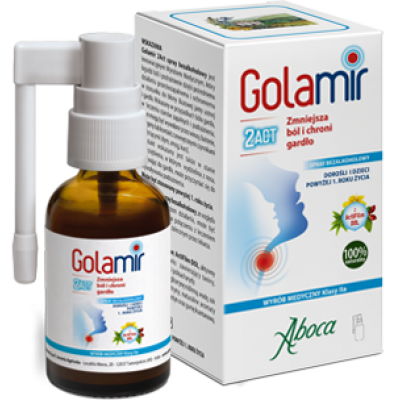 ABOCA GOLAMIR 2ACT Spray do gardła bezalkoholowy dla dzieci i dorosłych 30 ml 9089309