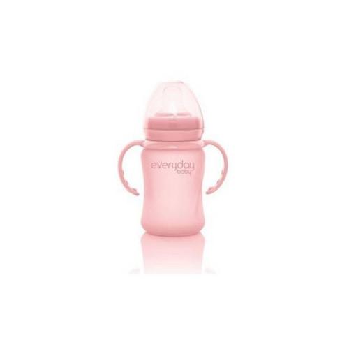 BABY&TRAVEL EVERYDAY BABY Szklana butelka z ustnikiem niekapkiem i rączkami różowa 6m+, 150ml