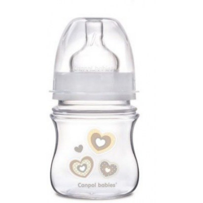 Canpol babies EasyStart Newborn Baby, Butelka antykolkowa, 120 ml, Serduszka