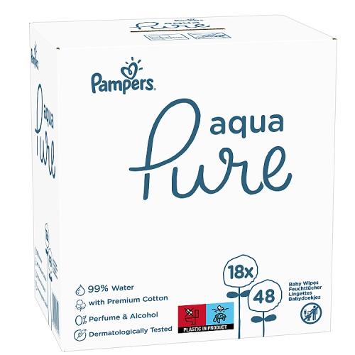 Pampers chusteczki czyszczące dla dzieci Aqua Pure 18 opakowań = 864 chusteczek