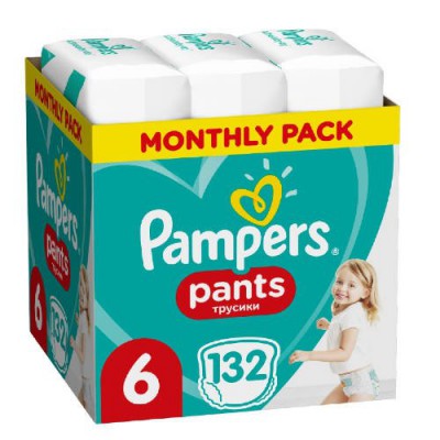 Pampers Pants 6 Active Baby Dry 132 szt 15+ kg) ZAPAS NA MIESIĄC pieluchomajtki