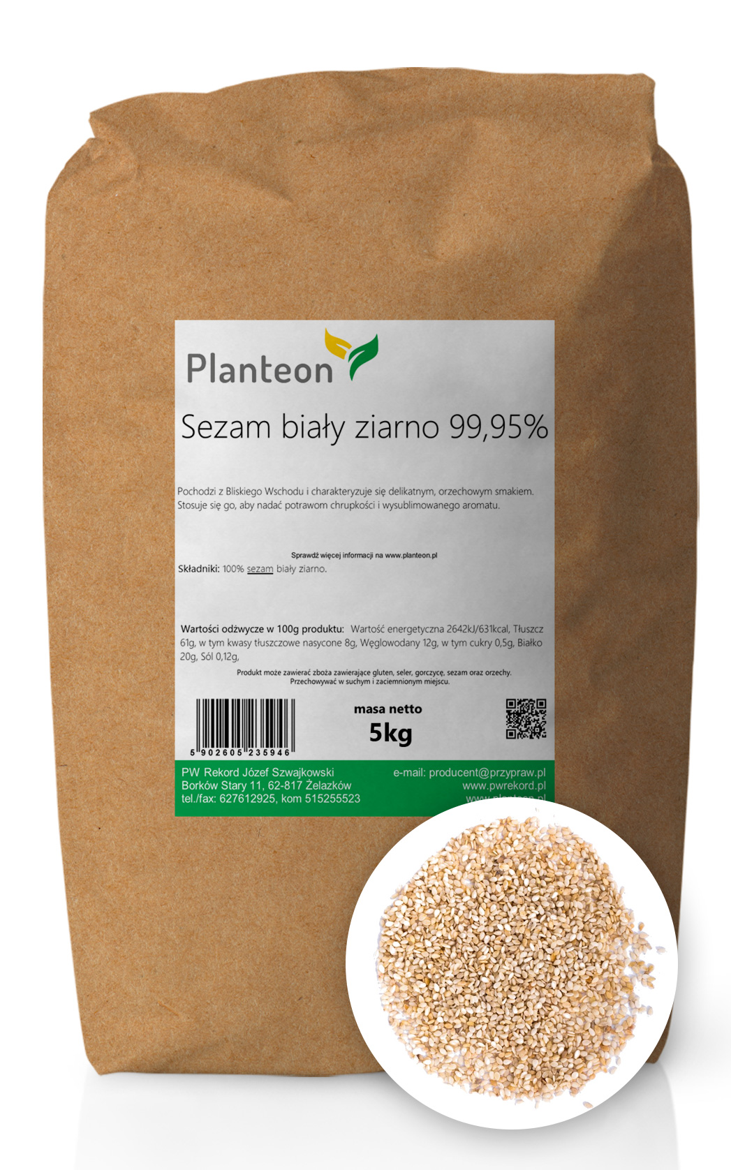 Planteon Sezam biały ziarno 99,95% 5kg 2-0036-02-6
