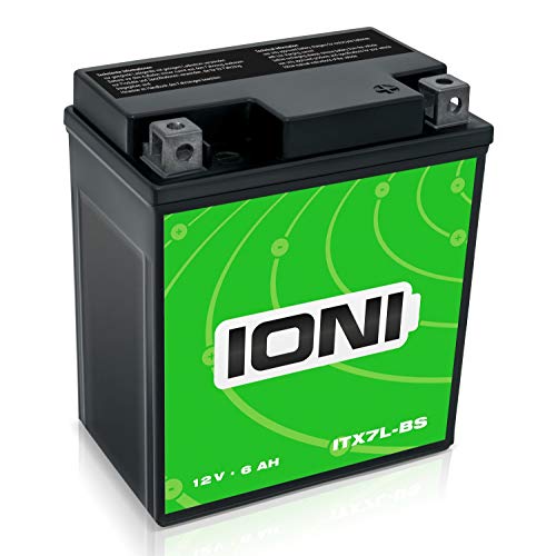 IONI ITX7L-BS 12 V 6 Ah AGM akumulator kompatybilny z YTX7L-BS uszczelniony/bezobsługowy akumulator motocyklowy