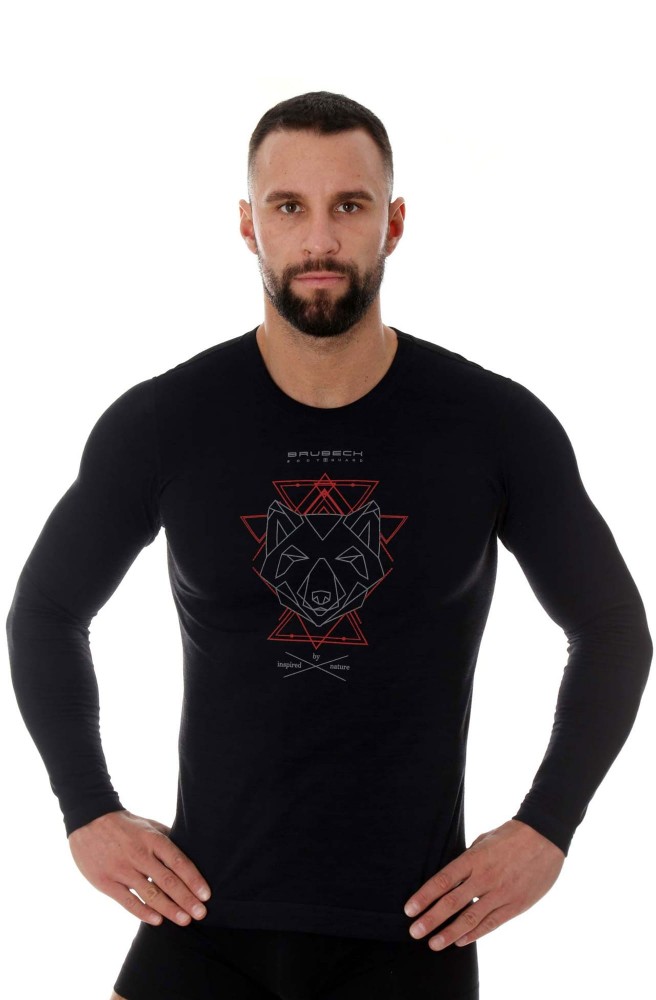 Koszulka termoaktywna z długim rękawem męska Brubeck Outdoor Wool Pro LS14140A czarny wilk