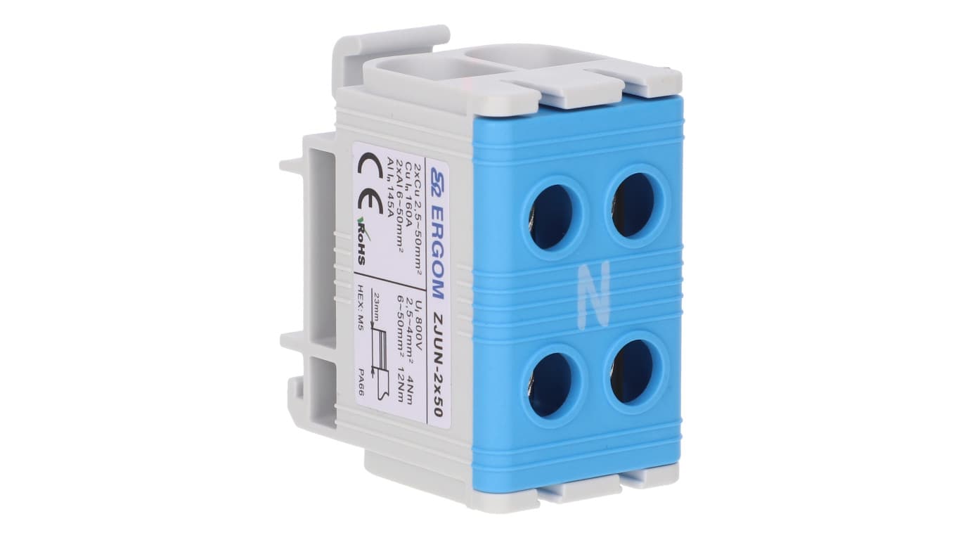 Ergom Złączka szynowa 1-torowa niebieska ZJUN-2x50/BL R34RR-07010021203 /6szt./ R34RR-07010021203