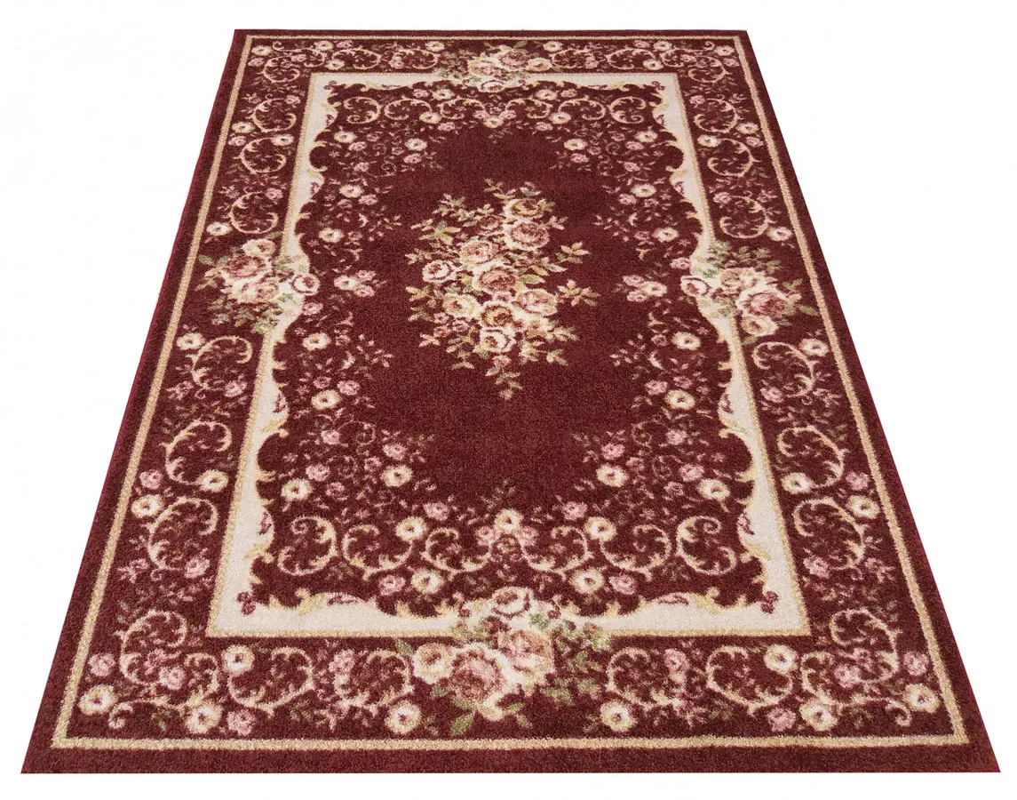 Czerwony prostokątny dywan we wzory N2-T94