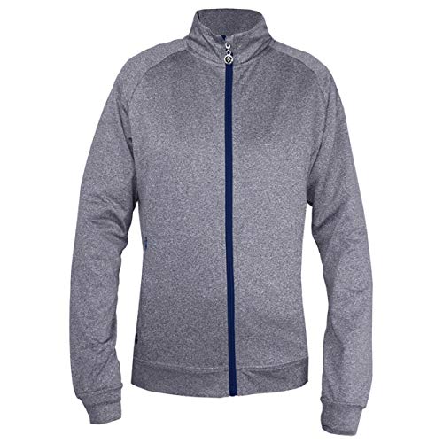 Island Green Damski golf damski kontrastowy pełny zamek błyskawiczny elastyczny termiczny oddychający ultralekki top Grey Marl/Navy 12