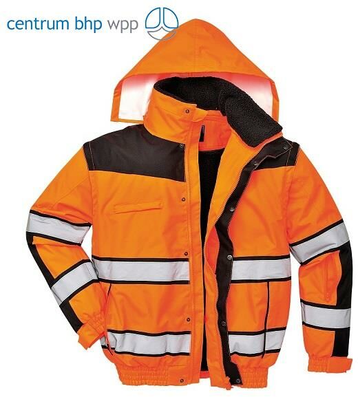 PORTWEST C466 KLASYCZNA KURTKA OSTRZEGAWCZA BOMBER; POMARAŃCZOWY/CZARNY