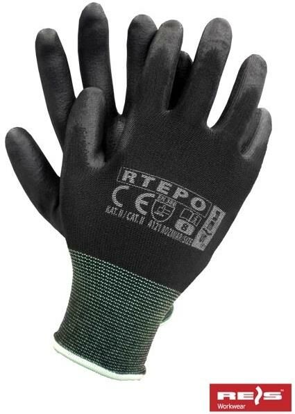 Rękawice RTEPO (10) poliamidowe PU, czarne
