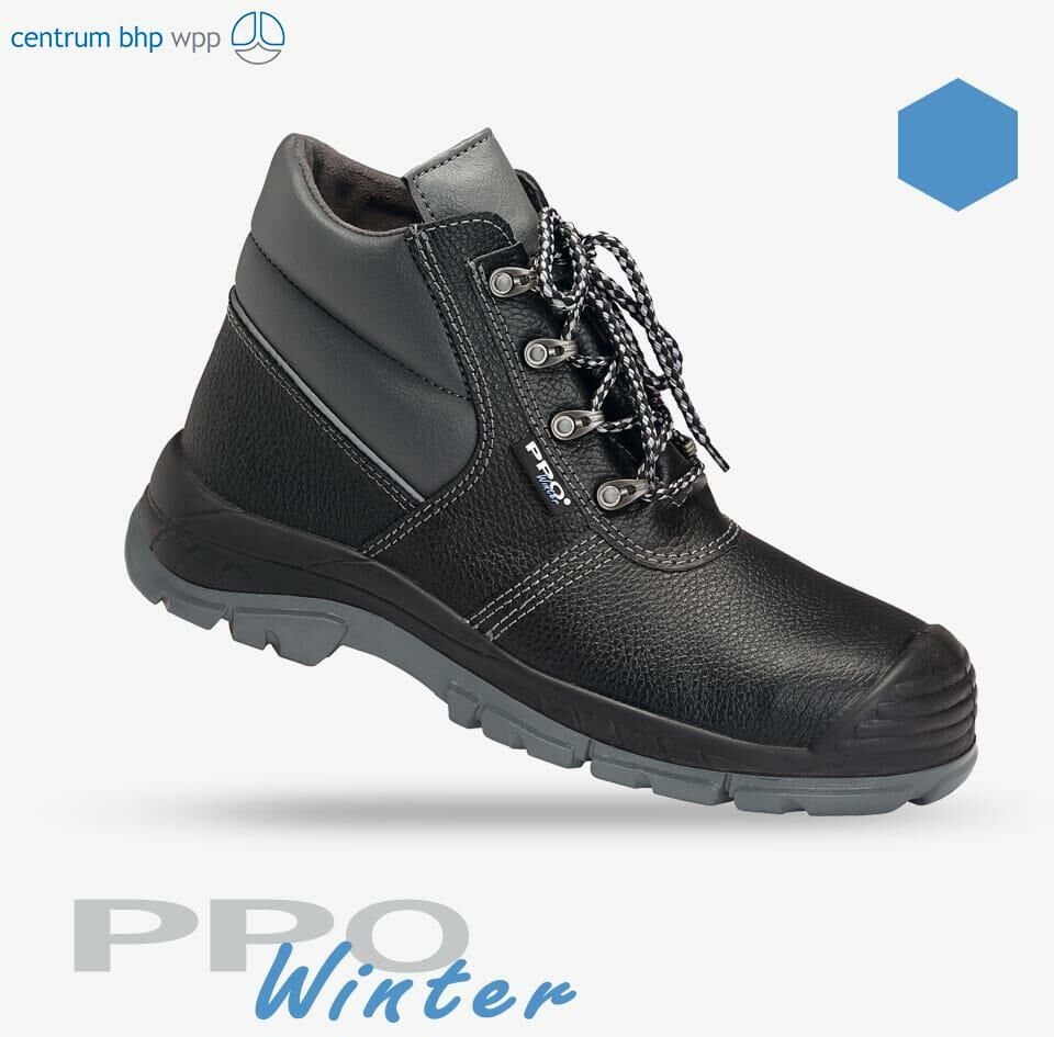 TRZEWIKI BEZPIECZNE NA PODESZWIE PU/PU OCIEPLANE PPO STRZELCE OPOLSKIE MODEL 758, PN-EN ISO 20345, S3, CI, SRC