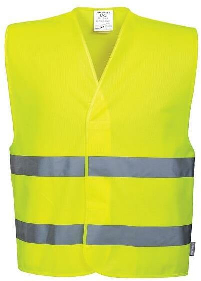 PORTWEST C474 KAMIZELKA OSTRZEGAWCZA Z DWOMA TAŚMAMI POZIOMYMI; ŻÓŁTY (L/XL)