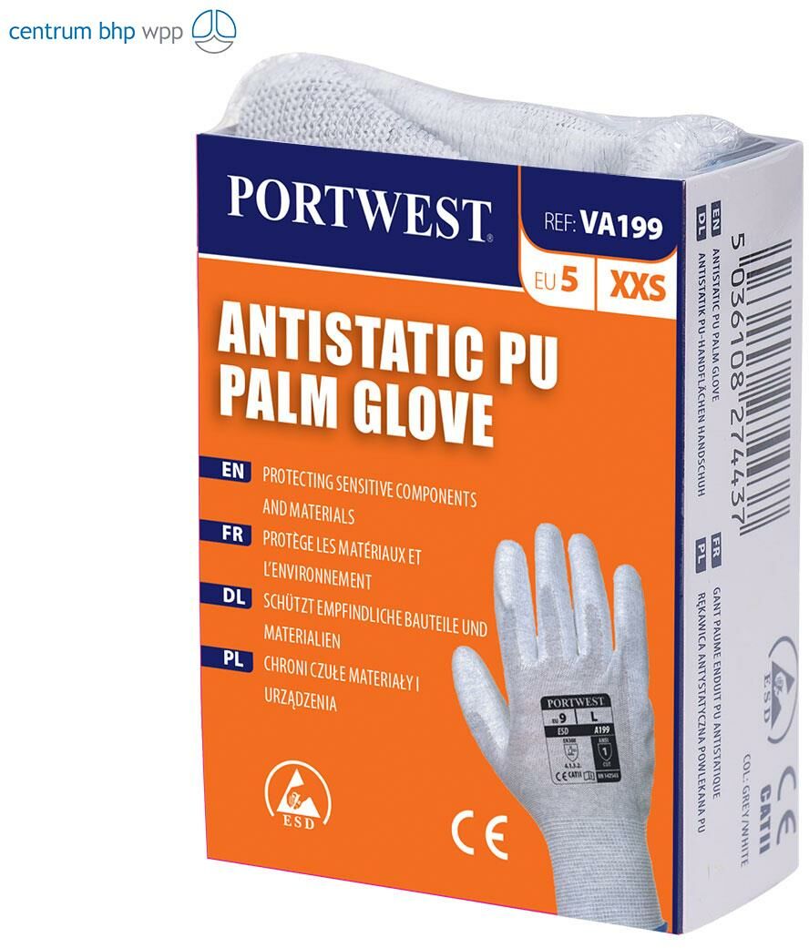 PORTWEST VA199 RĘKAWICA ANTYSTATYCZNA DO URZĄDZEŃ WYDAJĄCYCH; SZARY