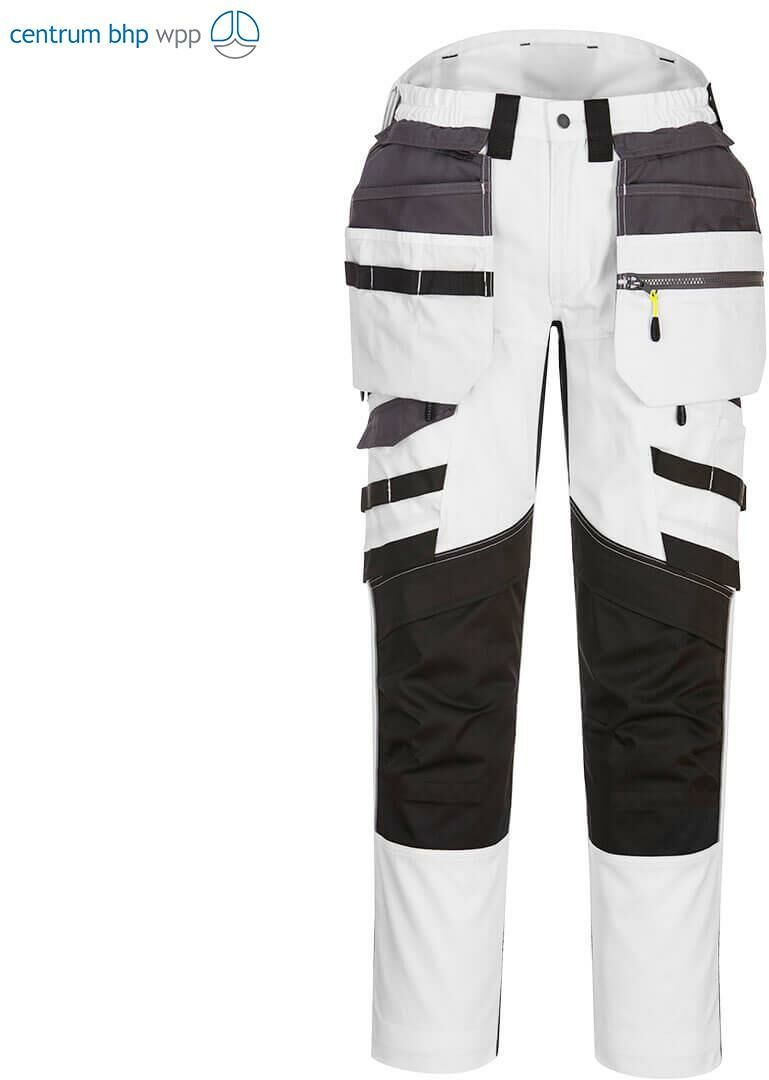 PORTWEST DX440 SPODNIE DX4 Z KIESZENIAMI KABUROWYMI; BIAŁY/SZARY
