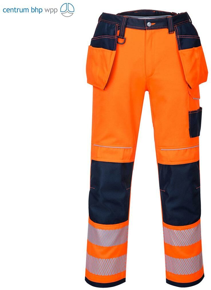 PORTWEST T501 SPODNIE OSTRZEGAWCZE PW3; POMARAŃCZOWY/GRANATOWY