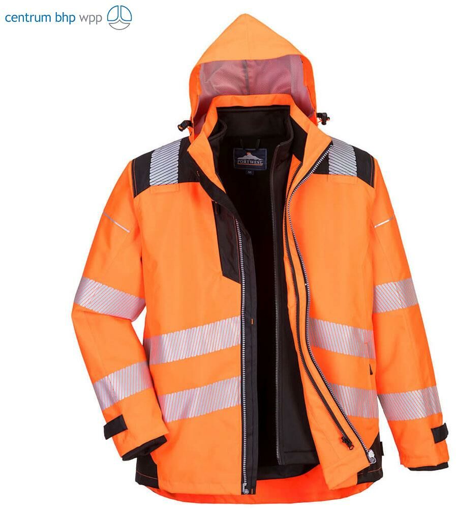PORTWEST PW365 KURTKA OSTRZEGAWCZA 3 W 1 PW3; POMARAŃCZOWY/CZARNY