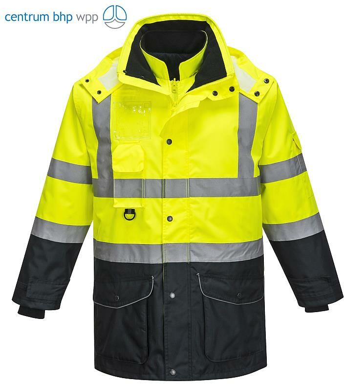 PORTWEST S426 KONTRASTOWA KURTKA OSTRZEGAWCZA 7 W 1 TRAFFIC; ŻÓŁTY/GRANATOWY