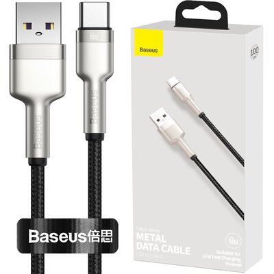 Baseus Cafule Metal Data kabel USB - USB Typ C 66W Quick Charge 1m czarny (CAKF000101)