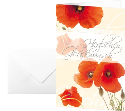 Sigel SIGEL DS003 Kartki z życzeniami Red Poppies, zestaw 10 sztuk z kopertami DS003