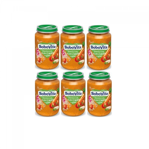 ZESTAW 6 x BoboVita Zupka pomidorowa z kurczakiem i ryżem, 190ml - >>> DARMOWA od 99zł 