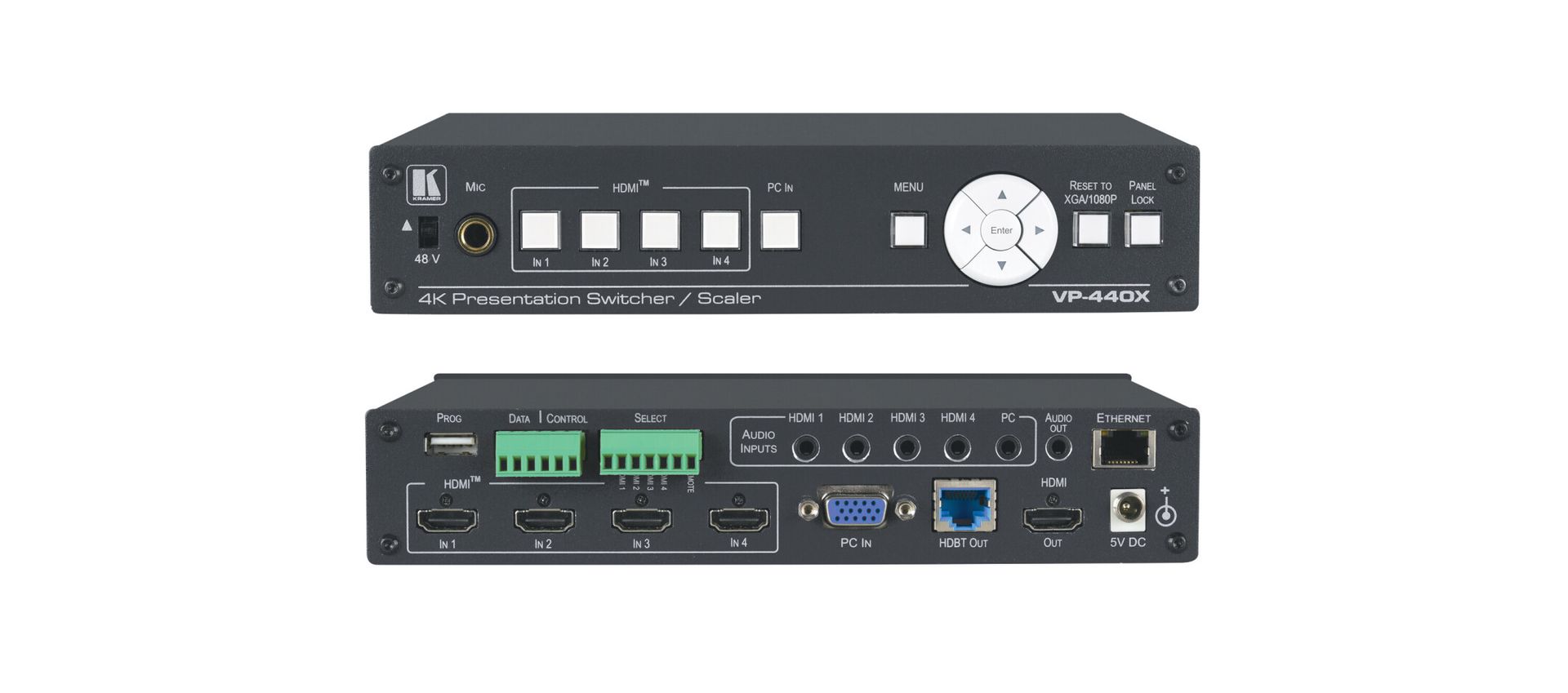 Kramer VP-440X przełącznik/skaler prezentacji 18G 4K 4:4:4 z rówmoczesnymi wyjściami HDBaseT i HDMI