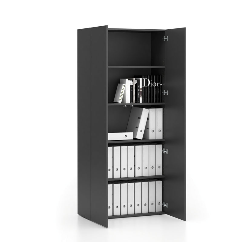 B2B Partner Szafa biurowa wysoka SEGMENT 2-drzwiowa, zamykana, 4 półki, 840 x 370 x 1880 mm, grafit 611661