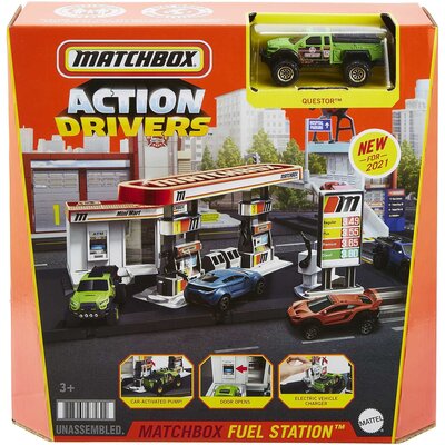 Matchbox GVY84 Action Drivers. Stacja benzynowa