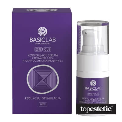 BasicLab BasicLab Redukcja i Stymulacja Korygujące serum z retinalem 0,07%, fitosfingozyną i karnozyną 15 ml