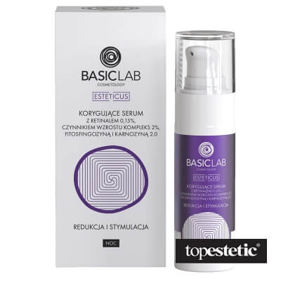 BasicLab BasicLab Redukcja i Stymulacja Korygujące serum z retinalem 0,15%, czynnikiem wzrostu kompleks 2%, fitosfingozyną i Karnozyną 30 ml