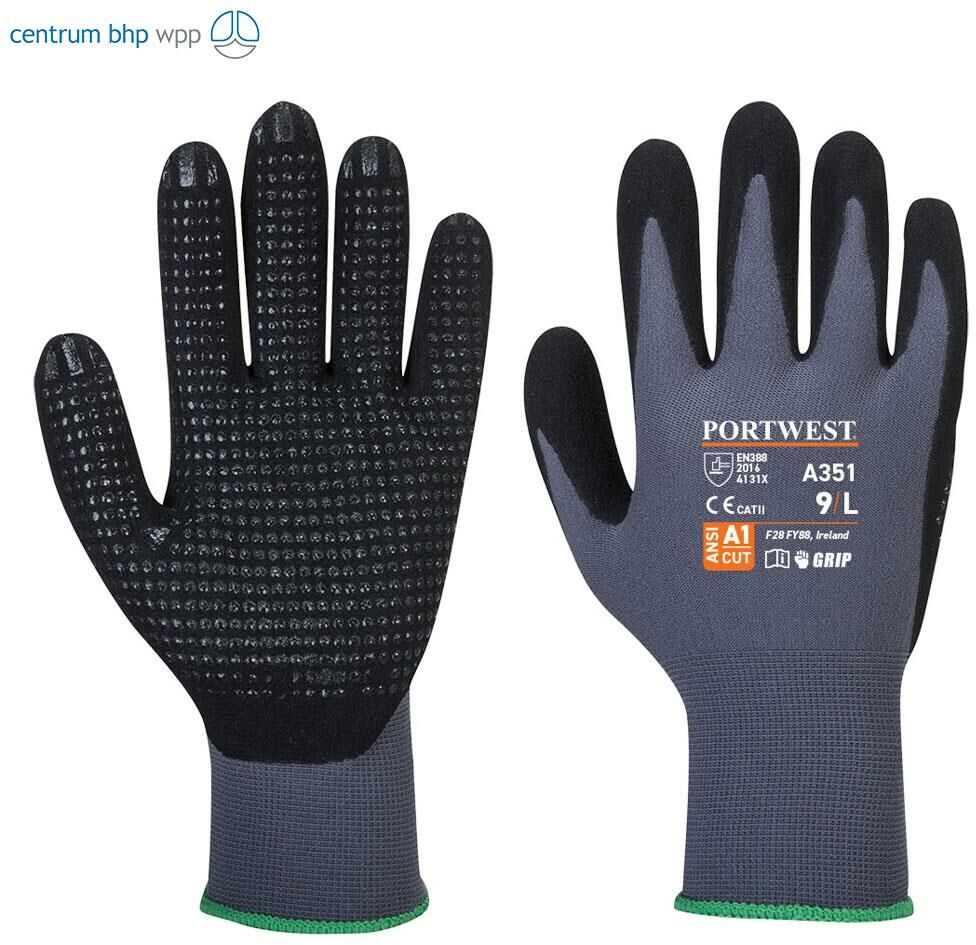 PORTWEST A351 RĘKAWICA DERMIFLEX PLUS; SZARY/CZARNY