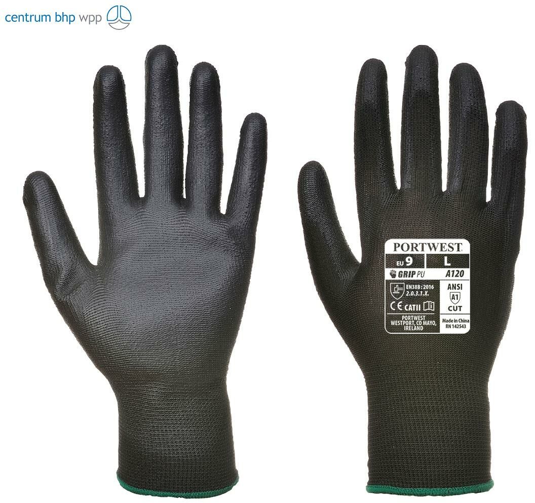 PORTWEST A120 RĘKAWICA POWLEKANA PU; CZARNY