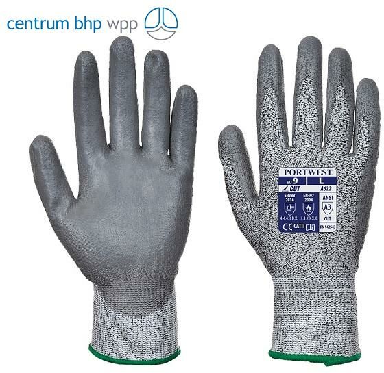 PORTWEST A622 RĘKAWICA ANTYPRZECIĘCIOWA MR POWLEKANA PU; SZARY
