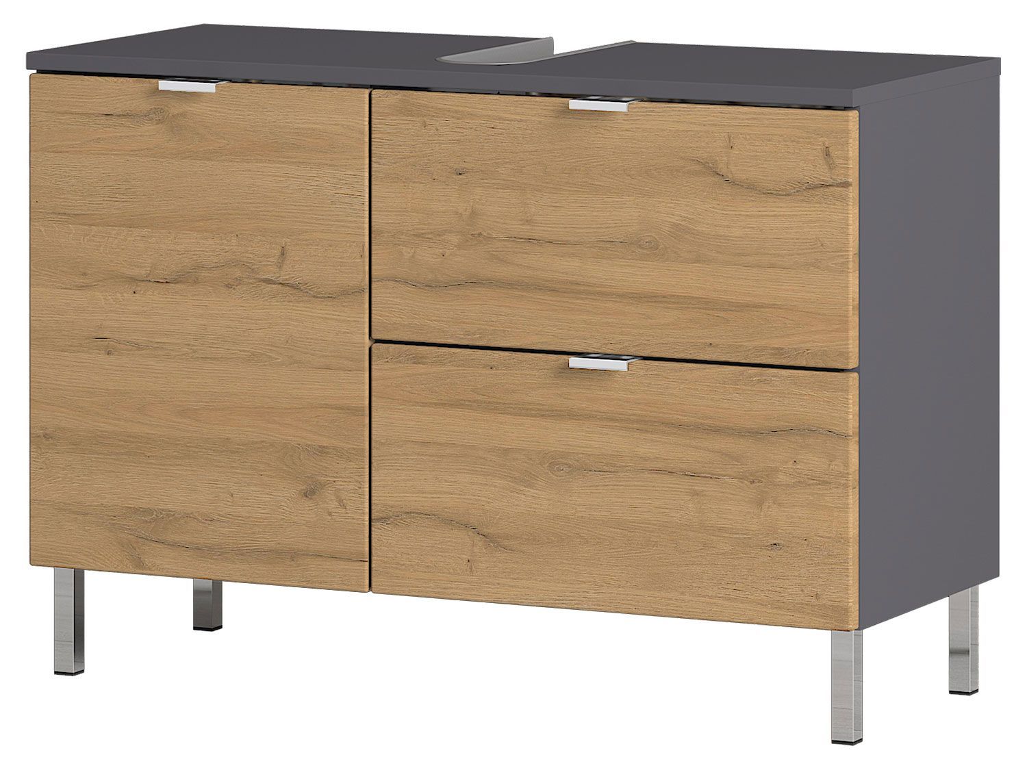 Germania Germania Szafka pod umywalkę GW-Mauresa, 34x80x56 cm, grafitowo-dębowa 8530-564