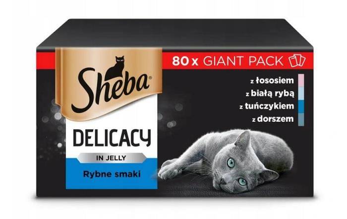 Sheba SHE Saszetka Galaretka Ryba 80x85g_Sticker mokra karma dla kotów dorosłych 80x85g