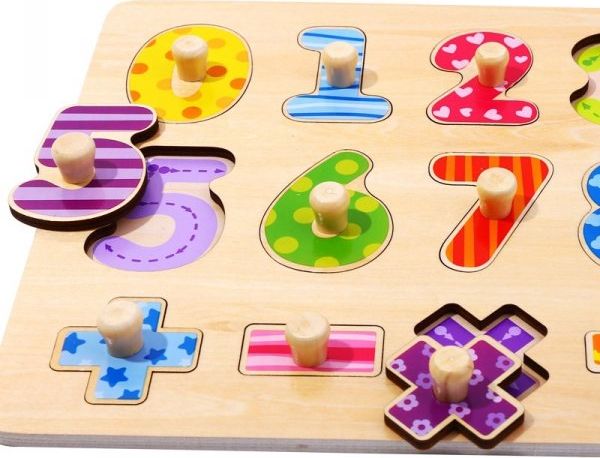 Tooky Toy Drewniane Puzzle Nauka Liczenia Układanka Z Pinezkami Cyferki