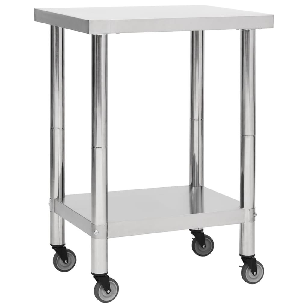 vidaXL Kuchenny stół roboczy na kółkach 60x30x85 cm stal nierdzewna 51631
