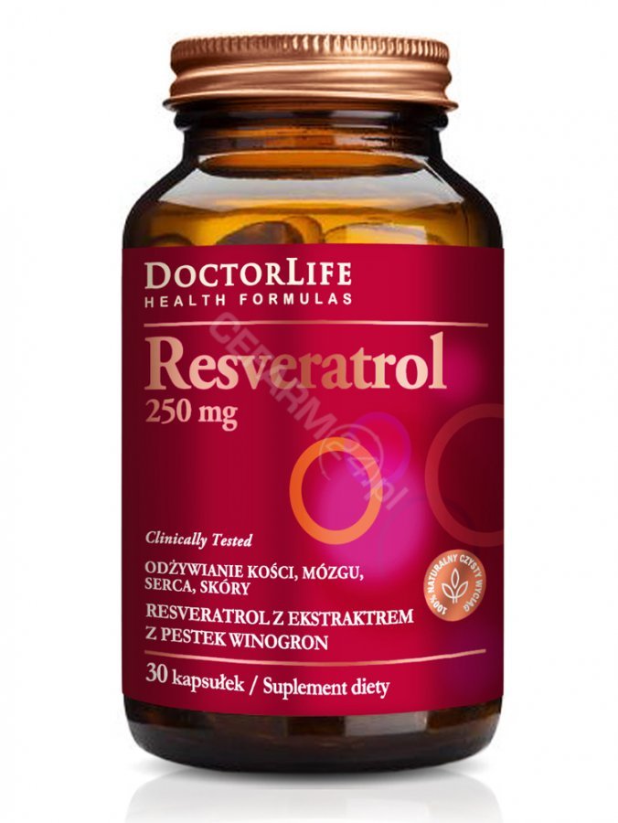 Doctor Life Doctor Life Resveratrol resweratrol z ekstratem z pestek winogron 250mg suplement diety 30 kapsułek